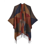 Women's scarf shawl Vintage fashion jacquard split thickened warm shawl cape