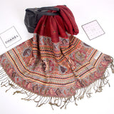 Spring and Autumn National Style Jacquard Scarf Ladies Summer Air Conditioning Tassel Shawl Cashew Scarf Scarf