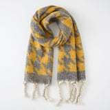 Thousand bird check scarf for women in winter, fashionable color, warm, color matching, tassel scarf