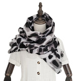 Large rectangular classic leopard print warm scarf Women's imitation cashmere fleece shawl