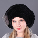 Rex rabbit fur hat ladies autumn and winter fur woven beret fashion wild fur hat