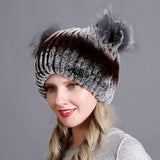Rex rabbit fur hat ladies winter thickening warm ear protection cold cat ear hat