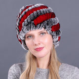 Women's autumn and winter rex rabbit fur pineapple hat Korean women's fur hat ear protector