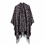 Women's street scarf in autumn and winter, versatile, warm and dual-use, monochrome tassel cape