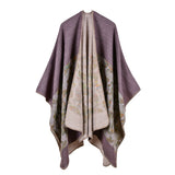 Women's diamond colored striped shawl, high-end women's double-sided travel cloak