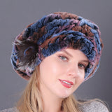 Rex rabbit fur hat ladies autumn and winter fur woven beret fashion wild fur hat
