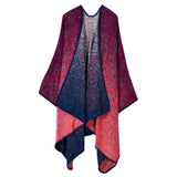 Women's plaid blanket shawl wrap winter versatile cloak oversized cardigan sweater