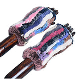 Women's fingerless gloves half finger thickened double-sided Rex rabbit hair thickened bicycle windproof