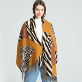 Autumn and winter shawl wool cotton scarf polka dot striped warm scarf women's all-match