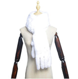 Women's Rex rabbit fur collar double-sided woven long warm scarf