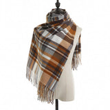 Women's Fall Winter Scarf Classic Tassel Plaid Warm Soft Chunky Large Blanket Wrap Shawl Scarves
