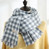 Winter Large Scarf Cashmere Feel Cashmere Checked Shawl Wraps with Tassel Soft Warm Blanket Scarves for Women