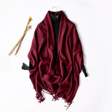 Women's Autumn And Winter Long Plus Fleece Scarf Air Conditioning Warm Tassel Shawl Thick Wool Scarf