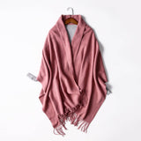 Women's Autumn And Winter Long Plus Fleece Scarf Air Conditioning Warm Tassel Shawl Thick Wool Scarf